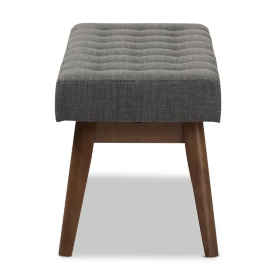 Dark Tufted Walnut Wood Bench-Kirkland's Home Store