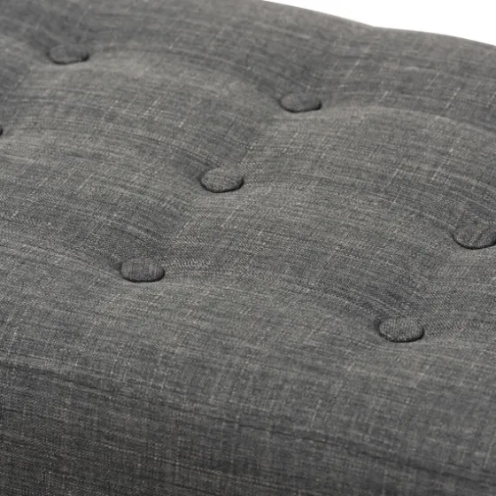 Dark Tufted Walnut Wood Bench-Kirkland's Home Store