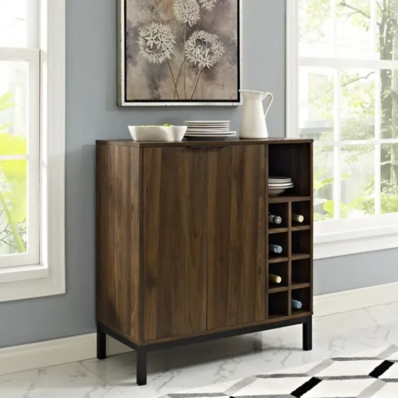 Dark Walnut Bar Cabinet With Wine Storage-Kirkland's Home Best