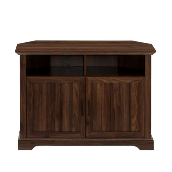 Dark Walnut Grooved Door Corner Tv Stand-Kirkland's Home Cheap