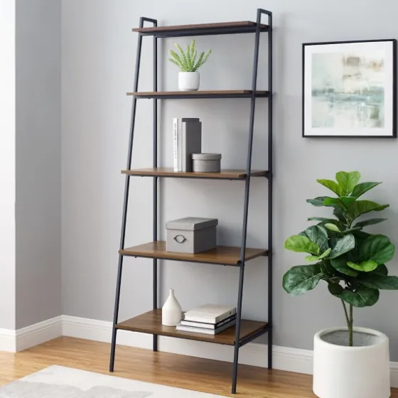 Dark Walnut Industrial Ladder Shelf-Kirkland's Home Clearance