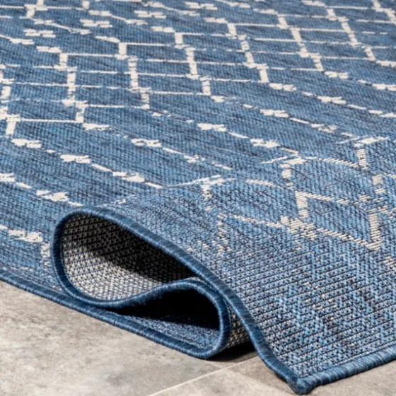 Davon Blue Moroccan Trellis Outdoor Rug, 5X8-Kirkland's Home Fashion