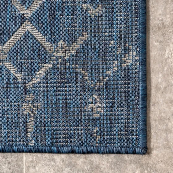 Davon Blue Moroccan Trellis Outdoor Rug, 5X8-Kirkland's Home Fashion