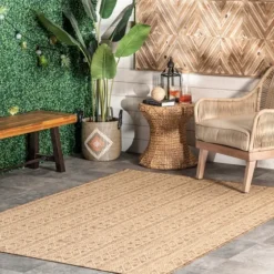 Davon Geometric Striped Outdoor Rug, 8X10-Kirkland's Home Online