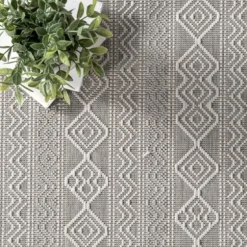 Davon Gray Geometric Striped Outdoor Rug, 5X8-Kirkland's Home Best