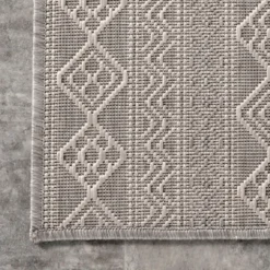 Davon Gray Geometric Striped Outdoor Rug, 8X10-Kirkland's Home Outlet