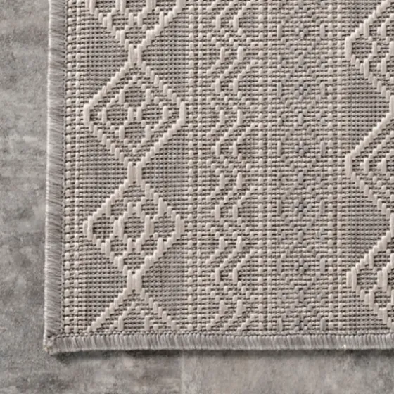 Davon Gray Geometric Striped Outdoor Rug, 8X10-Kirkland's Home Outlet