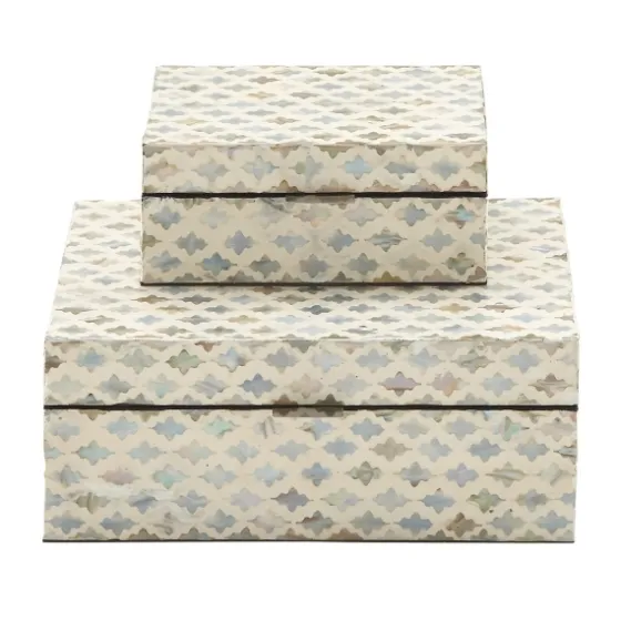 Decorative Mussel Shell Wood Boxes, Set Of 2-Kirkland's Home Store
