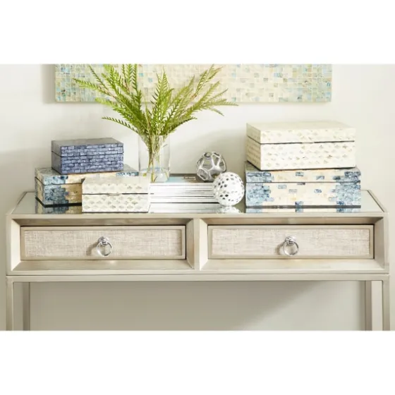 Decorative Mussel Shell Wood Boxes, Set Of 2-Kirkland's Home Store