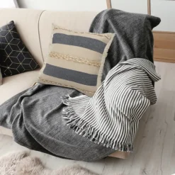 Denim Blue Braided Stripe Throw Pillow, 20 In.-Kirkland's Home Hot
