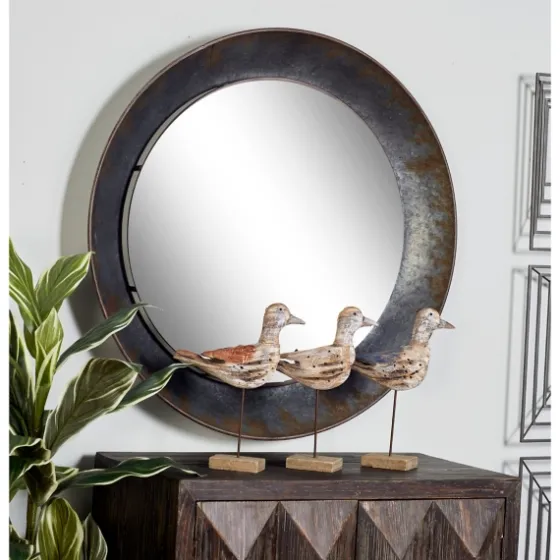 Distressed Galvanized Curved Framed Mirror-Kirkland's Home Online
