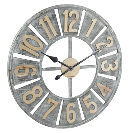 Distressed Gray Wood Wall Clock-Kirkland's Home Fashion