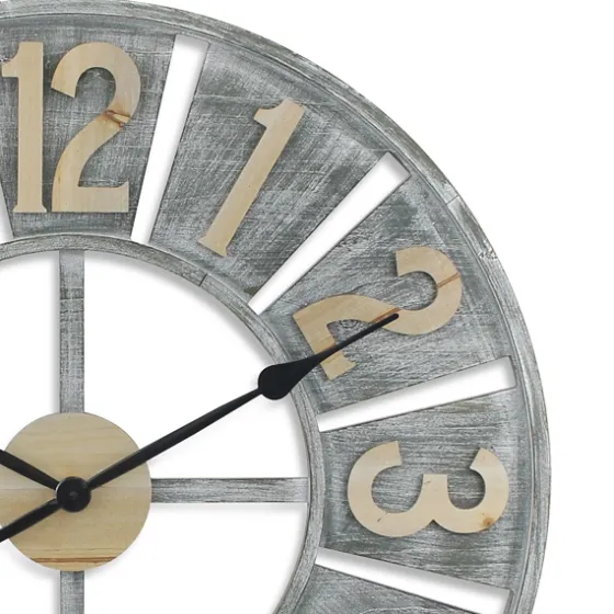 Distressed Gray Wood Wall Clock-Kirkland's Home Fashion