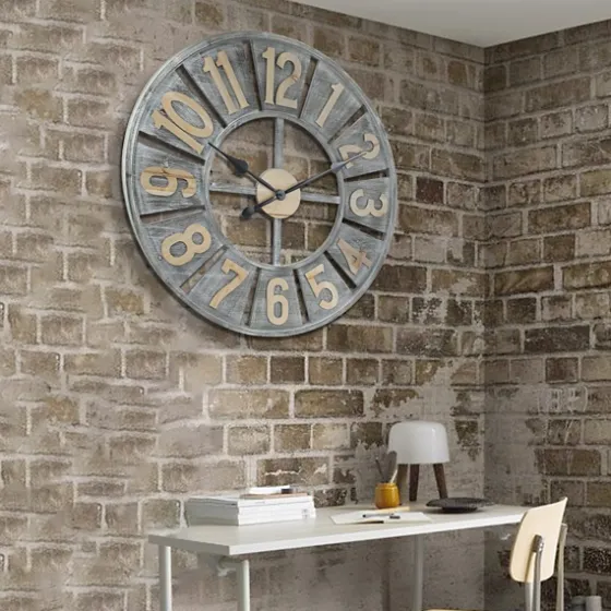 Distressed Gray Wood Wall Clock-Kirkland's Home Fashion