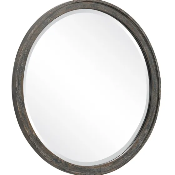 Distressed Slate Blue Wooden Round Wall Mirror-Kirkland's Home Best