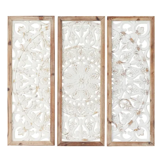 Distressed White Floral Wall Plaques, Set Of 3-Kirkland's Home Best Sale