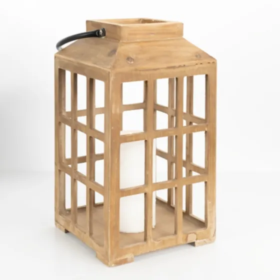 Distressed Windowpane Wood Lantern, 12 In.-Kirkland's Home Cheap