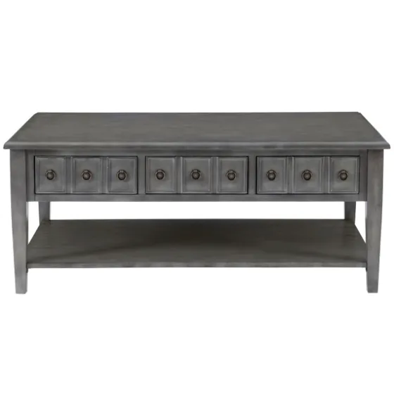 Distressed Wood 3-Drawer Coffee Table-Kirkland's Home New