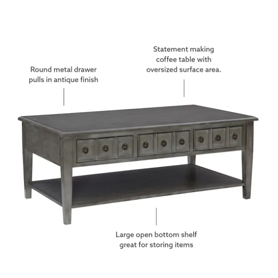 Distressed Wood 3-Drawer Coffee Table-Kirkland's Home New