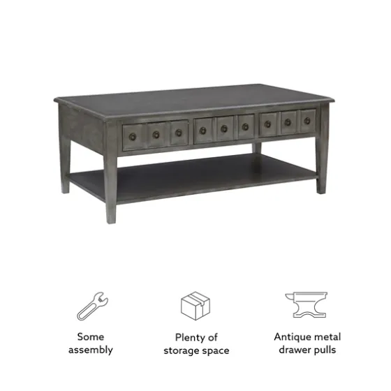 Distressed Wood 3-Drawer Coffee Table-Kirkland's Home New