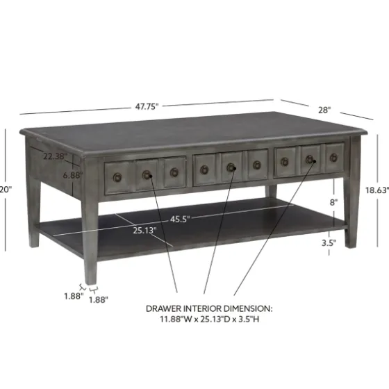Distressed Wood 3-Drawer Coffee Table-Kirkland's Home New