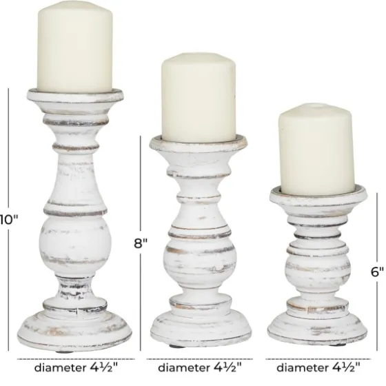 Distressed Wood 3-Pc. Candle Holder Set-Kirkland's Home Outlet