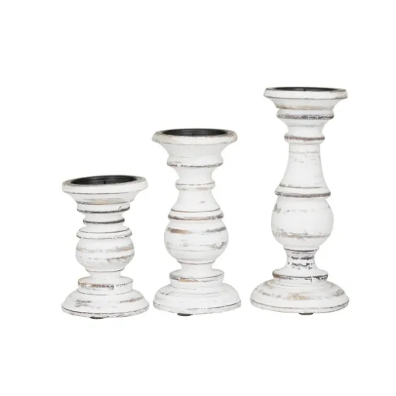 Distressed Wood 3-Pc. Candle Holder Set-Kirkland's Home Outlet