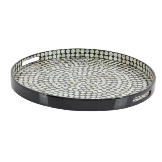 Dotted Shell Round Wooden Tray-Kirkland's Home Shop