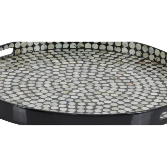 Dotted Shell Round Wooden Tray-Kirkland's Home Shop