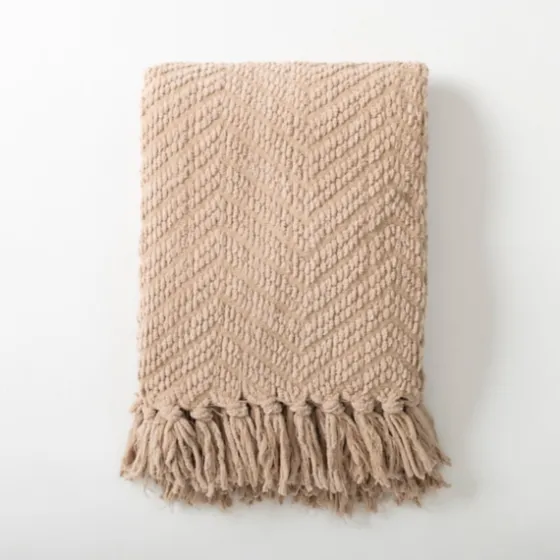 Dusty Rose Chevron Chenille Knit Throw-Kirkland's Home Shop