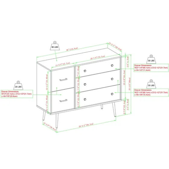 Eden Dark Walnut Tapered Legs Dresser-Kirkland's Home Clearance