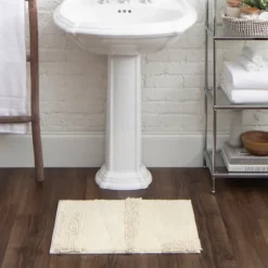 Eggshell Asymmetrical Cotton Bath Mat, 34 In.-Kirkland's Home Clearance