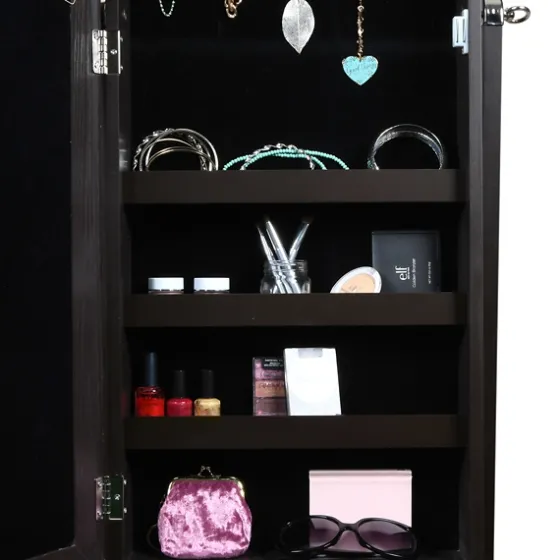 Espresso Wood Mirror Armoire-Kirkland's Home Cheap