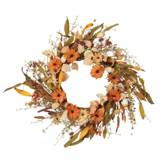 Fall Flowers And Foliage Spiral Wreath, 22 In.-Kirkland's Home Shop
