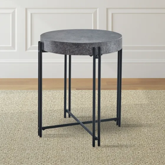 Faux Concrete And Metal Base Accent Table-Kirkland's Home Shop
