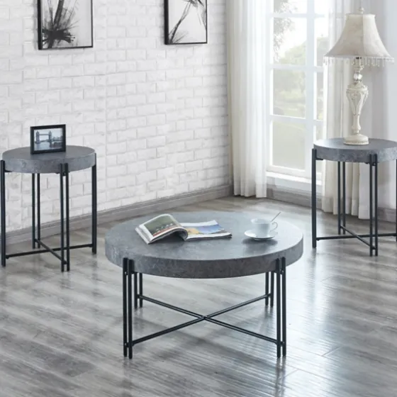 Faux Concrete And Metal Base Accent Table-Kirkland's Home Shop