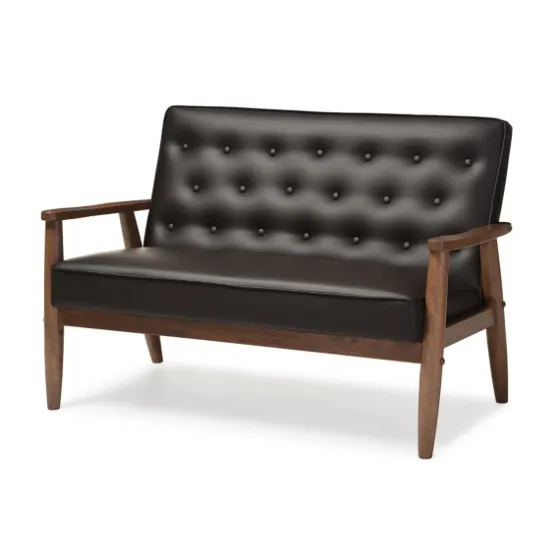 Faux Leather And Rubberwood Loveseat, 49 In.-Kirkland's Home Sale
