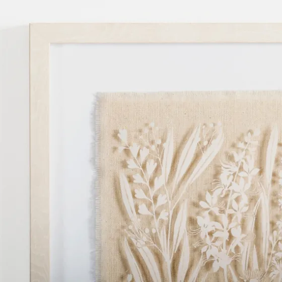 Floral On Glass And Natural Linen Framed Art Print-Kirkland's Home Sale