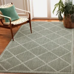 Forest Geo Lattice Outdoor Area Rug, 4X7-Kirkland's Home Shop