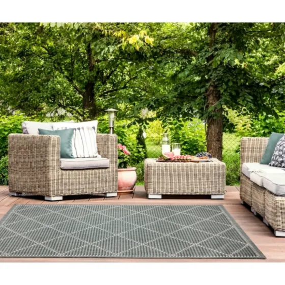 Forest Geo Lattice Outdoor Area Rug, 4X7-Kirkland's Home Shop