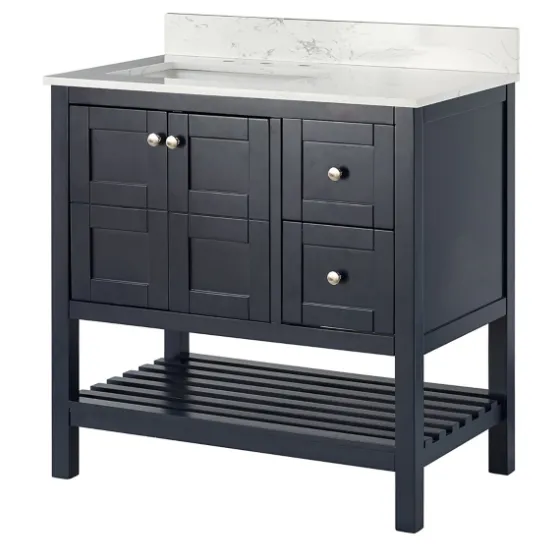 Foster Navy Wood Backsplash Sink Vanity-Kirkland's Home Shop