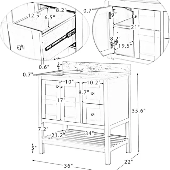 Foster Wood Backsplash Sink Vanity-Kirkland's Home Online