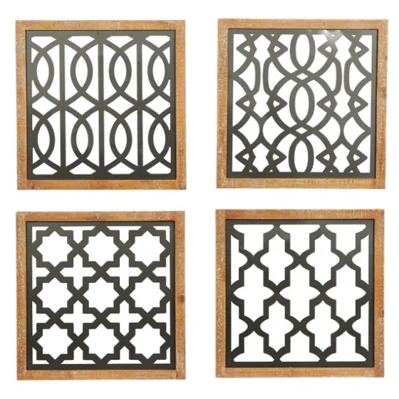 Framed Matte Black Metal Wall Plaques, Set Of 4-Kirkland's Home Sale
