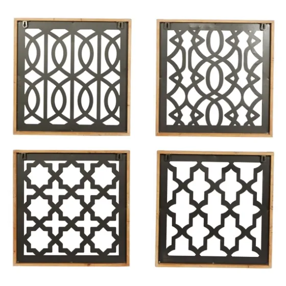 Framed Matte Black Metal Wall Plaques, Set Of 4-Kirkland's Home Sale