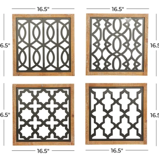 Framed Matte Black Metal Wall Plaques, Set Of 4-Kirkland's Home Sale