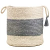 Frost Gray Bold Striped Jute Basket, 17 In.-Kirkland's Home Outlet