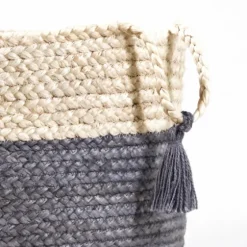Frost Gray Bold Striped Jute Basket, 17 In.-Kirkland's Home Outlet