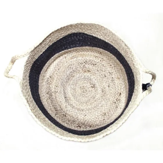 Frost Gray Bold Striped Jute Basket, 17 In.-Kirkland's Home Outlet
