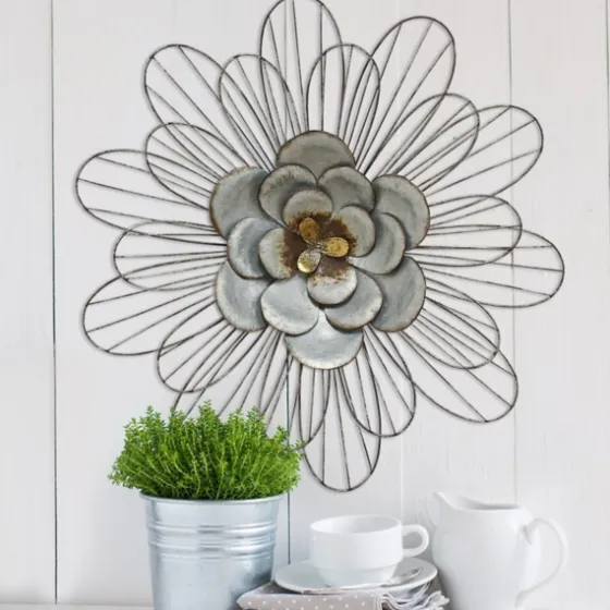 Galvanized Daisy Plaque-Kirkland's Home Online