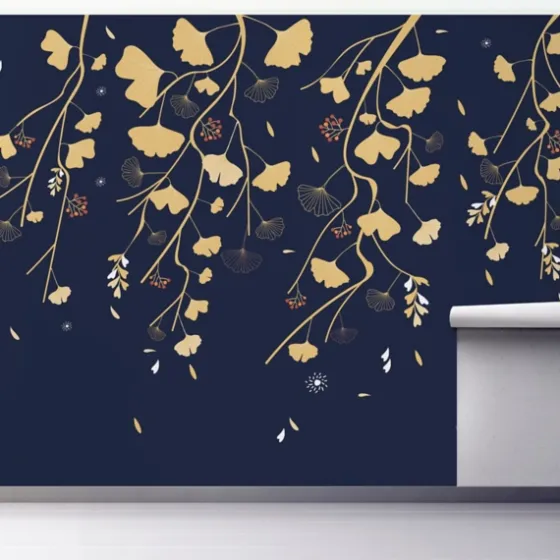 Gingko On Navy Peel And Stick Wall Mural-Kirkland's Home Shop
